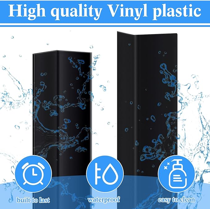 Sasylvia 10 Pcs Wall Corner Protector Guards, 1-1/2 x 48 Inches Avoid Scratching Scuffs, Black Vinyl Corner Trim Molding, Ease Install & Cleaning for Door Countertop Furniture Cabinet Protection