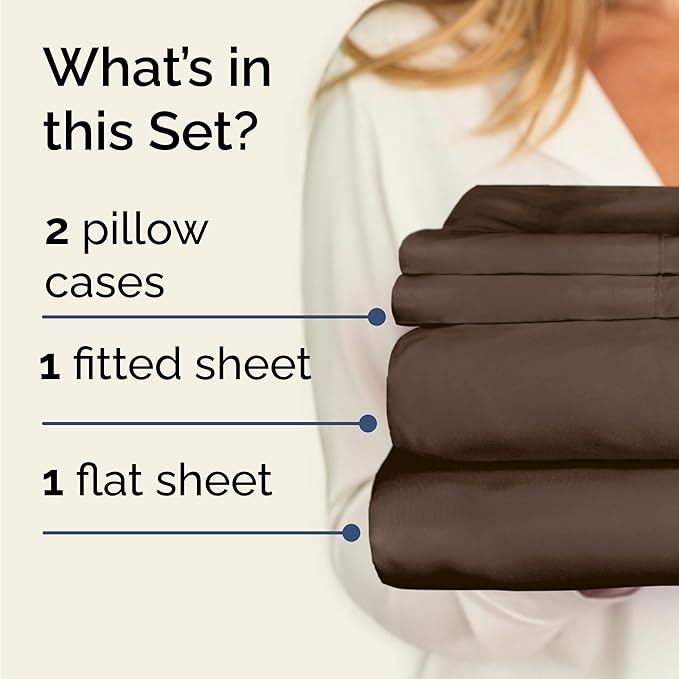 Twin 4 Piece Sheet Set - Cooling & Breathable Bed Sheets - Hotel Luxury Bed Sheets for Women, Men, Kids & Teens - Comfy Bedding with Deep Pockets & Easy Fit - Soft and Wrinkle Free - Twin Brown Sheets