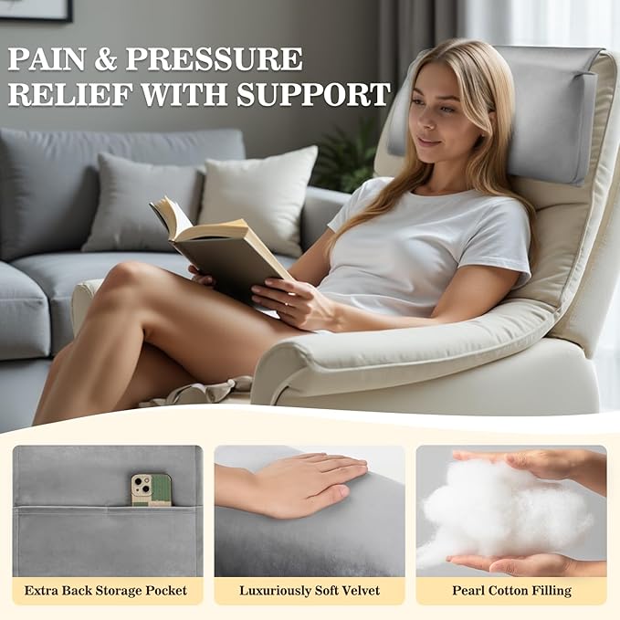 Recliner Headrest Pillow, Adjustable Comfort Neck & Head Support Pillow, Soft Velvet Non-Slip Headrest for Pain Relief & Relaxation, Ideal for Recliner, Couch, Chair, Sofa