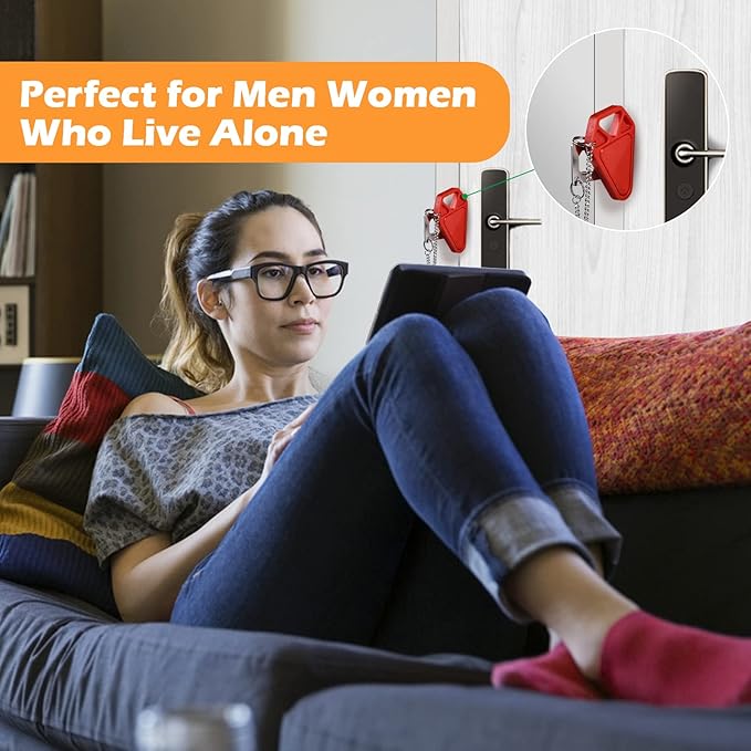 Travel Door Lock for Hotel Rooms Apartment Locks Home Security Defender Door Lock Latch Extra Door Locker from Inside Portable Lock for Door Security Travel Gifts Must Haves Essentials (4 Pack, Red)