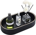 GORESE PU Leather Valet Tray Nightstand Organizer, Oval Perfume Trays Key Bowl Jewelry Dish for Bedside Dresser Entryway Table, Vanity Tray for Bathroom, EDC Trays for Men Women, 11×5.9 in, Black