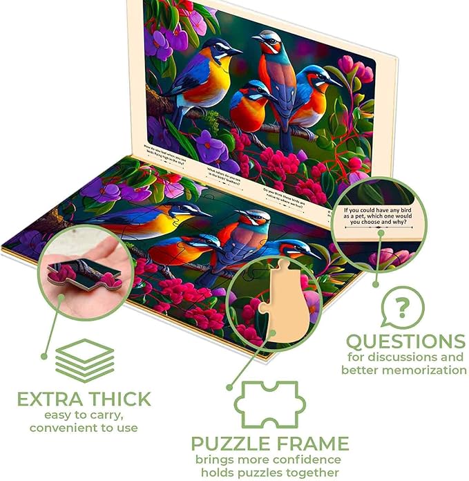 QUOKKA 13 Piece Dementia Activities for Adults - 3 Set Dementia Puzzles for Elderly - Large Piece Gifts Products for Seniors - Alzheimers Jigsaw Puzzle Games for Adults with Cat, Dog, and Birds