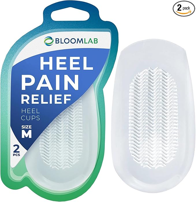 Gel Heel Pads - 2 Pcs Cups for Plantar Fasciitis Bone Spurs Pain Relief Protectors of Sore or Bruised Feet, Support Comfort Cushion Insoles for Women/Men