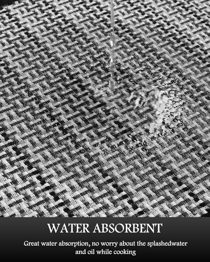PADOOR Non Slip Kitchen Rugs Sets of 3 - Extra Large 2.5'x6' + 20"x32" + 20"x32" Runner Rugs for Kitchen Floor Non Skid Washable, Absorbent Kitchen Mat for in Front of Sink 3 Piece Black
