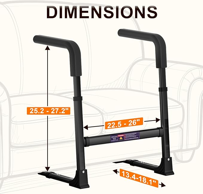 Couch Stand Assist for Elderly, Adjustable Chair Assist for Elderly Sit to Stand, Heavy-Duty Senior Lifting Devices & Standing Aids for Seniors, 400lbs Capacity, Black