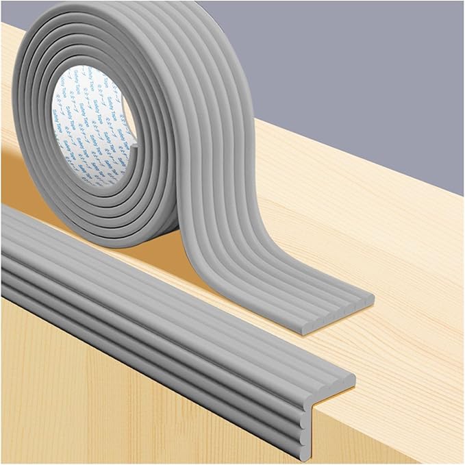 Proof Edges Corner Protector, 2pcs 78.7in/200cm Furniture Safety Bumpers Guard Padding, Soft NBR Rubber Foam Adhesive Cushion, Fireplace Cabinets Table Desk Edges & Sharp Corners (Gray)