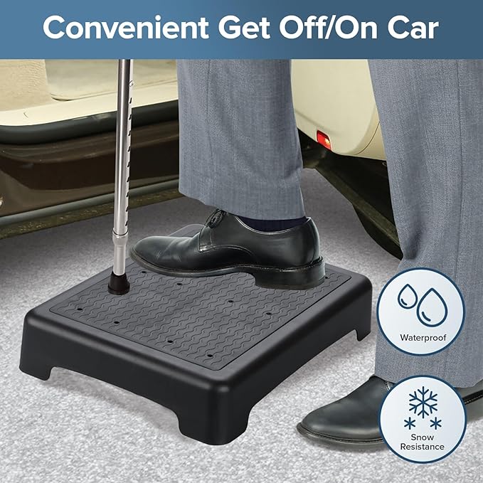 Mobile Step Stool,Indoor/Outdoor Non-Slip Step Platform,Portable Stair Aid for Adults and Seniors for Stairs,Kitchen,Office,Door,Bed,Car Safety Steps,Black-Black