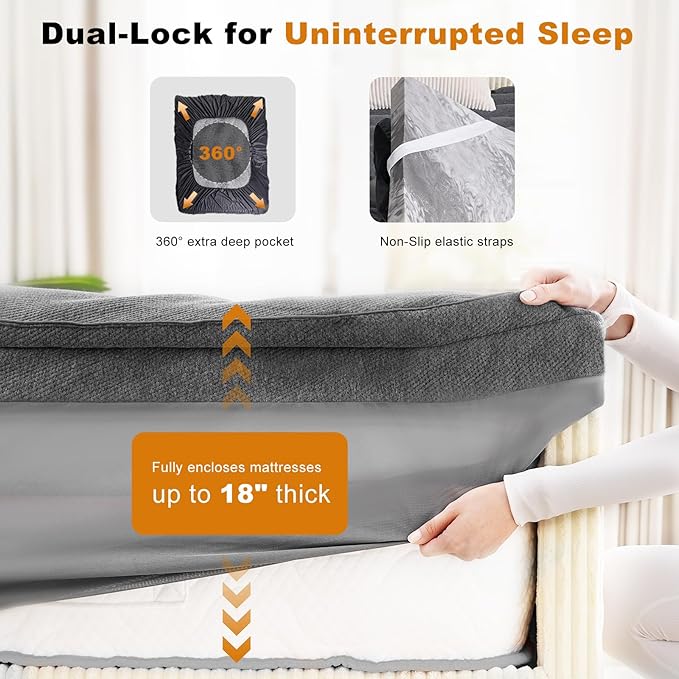 Dual Layer 4 Inch Bamboo Memory Foam Mattress Topper Queen Size, 2 Inch Thick Soft Quilted Pillow Top Cover Plus 2 Inch Charcoal Gel Memory Foam Mattress Pad for Back Pain Relief