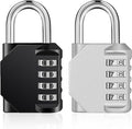 ZHEGE Combination Lock 2 Pack, 4 Digit Outdoor Combination Padlock for Gym, School, Gates (Black & Sliver)