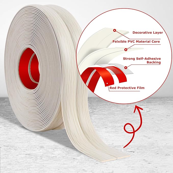 Flexible Wall Corner Protector Moulding Trim Peel and Stick Wall Corner Guards Edge Protector Self Adhesive Molding Trim Strip for Edge Ceiling (Beige Wood Grain, 1.6 in x 20 Ft)