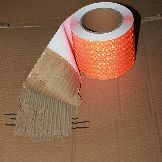 Orange Reflective Tape 4 inch Wide, Outdoor Waterproof Hazard Conspicuity Warning Industrial Marking Tape (66 feet)