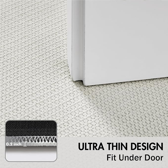 MIULEE Set of 2 Ultra Thin Bathroom Rugs, Rubber Bath Mats for Bathroom Non Slip, Quick Dry Absorbent Bath Rug Machine Washable, Fit Under Door, Shower, Sink, Home Decor, White, 24x36 Inch