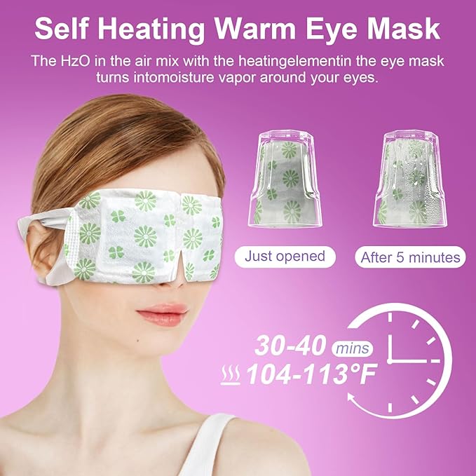 30 Packs Steam Eye Mask, Lavender Steam Eye Masks Disposable, Self-Heating Relief Heated Eye Mask for Fatigue, Perfect for Home, Sleep, Spa & Travel