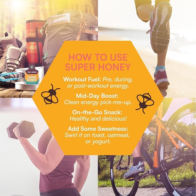 You Again Super Honey Clean Energy Gel, Honey & Himalayan Salt | Electrolyte Replenishment Running Fuel | Endurance Workouts & Cycling Gel | Paleo & Carnivore Snack | Gluten-Free | USA Made | 8-Pack