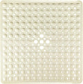 Beige Square Shower Bathtub Mat Non Slip 21x21 Inch, Soft Bath Mat for Inside Shower Tub, Shower Stall Mats for Bathroom Floor, Big Suction Cups Drain Holes, Easy Washable and Dry, BPA-Free