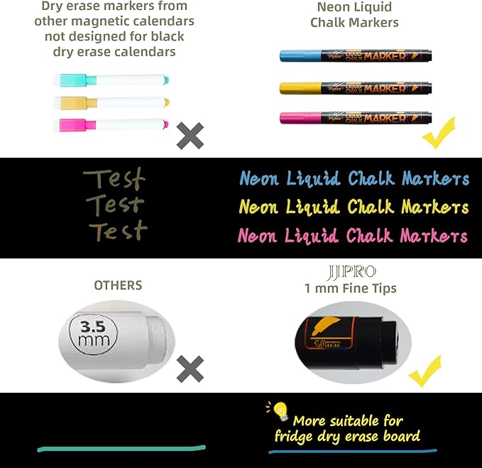 Magnetic Chalkboard Weekly Planner - Reward Chore Chart Blackboard Combo Set with Neon Bright Liquid Chalk Markers - Bonus Grocery List and Notepad Blackboard for Refrigerator Included