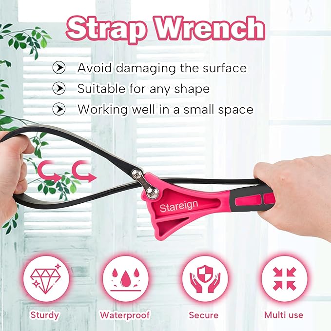 2 - Pack Rubber Strap, Oil Filter Diameter 4" and 6" Heavy Duty Adjustable Blet for Jar Opener, Water Filter, Plumbing, Sink, Faucet(PINK)