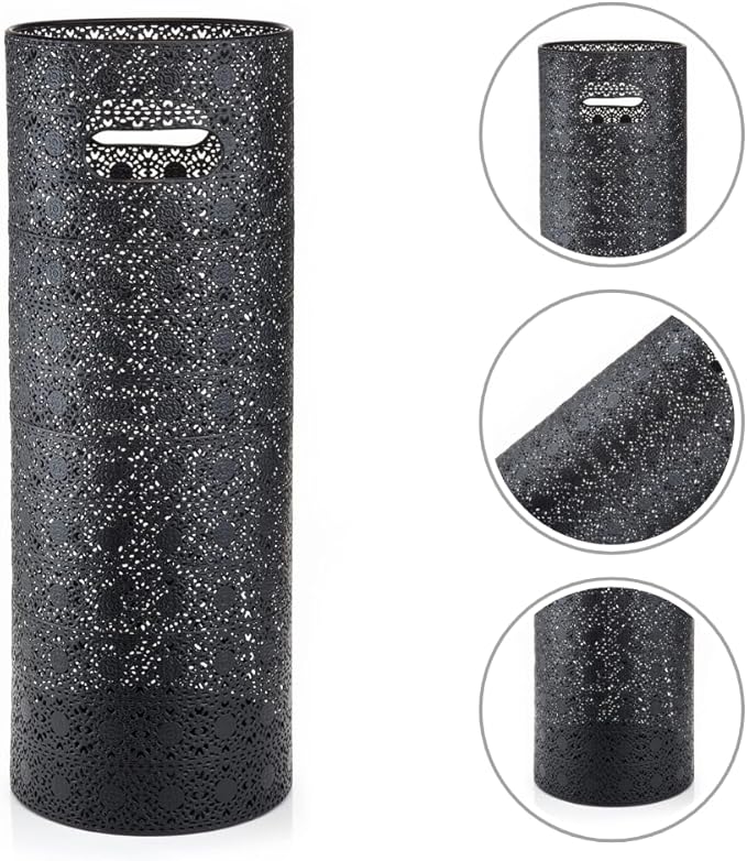 Concepts 21 inch Heavy Duty Metal Umbrella Stand - Durable Storage Holder for Umbrellas - Indoor and Outdoor Use - Stylish and Modern Organizer for Entryways. (Black Lace)