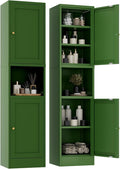 2-Door Metal Storage Cabinet, Tall Slim Pantry Organizer with 3 Adjustable Shelves (120LBS/Shelf), Anti-Tipping Waterproof Cabinet for Bathroom/Kitchen/Home Office/Small Spaces,(1PC,Green)