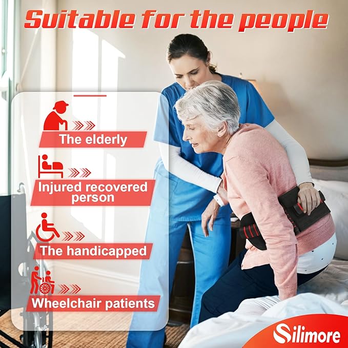 Gait Belt for Seniors with Handles, Gate Belts Medical for Elderly Physical Therapy Transfer Belt for Lifting Seniors,Patients,Disabled (Red)