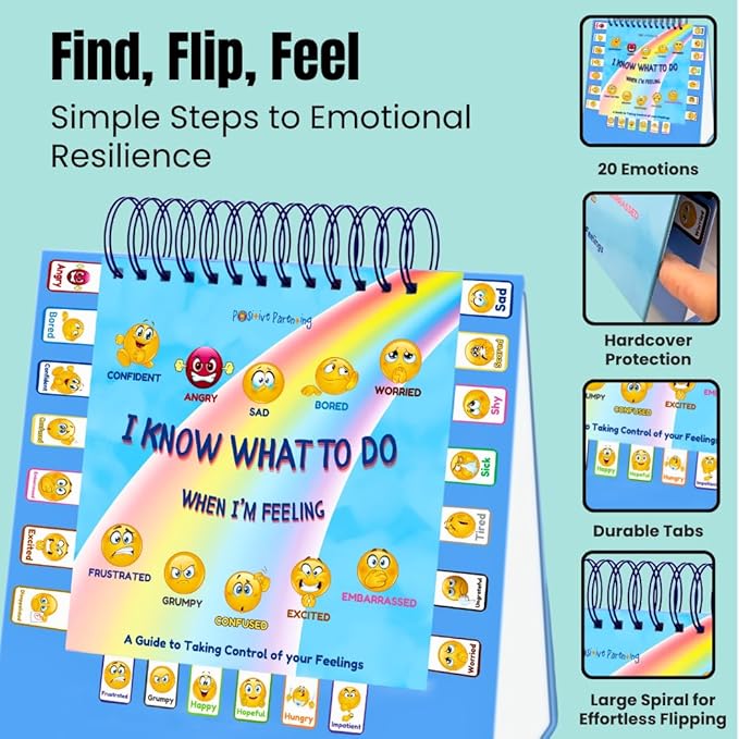 Thought-Spot I Know What to Do Flipbook | Emotions Wheel & Feelings Chart | Emotional Regulation Tool for Home, Class, or Calm Down Corner | Helps Kids Learn Coping Skills | Autism Must-Have