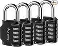 Puroma 4 Pack Combination Lock for Locker 4 Digit Outdoor Waterproof Padlock for School, Gym, Sports, Fence, Toolbox, Gate, Case, Outdoor, Hasp Storage, Cabinets (Black)