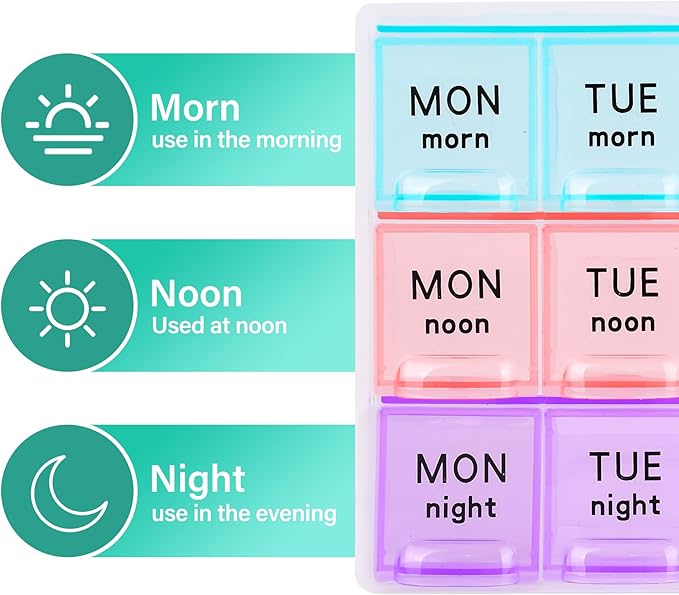 Large Weekly Pill Organizer 3 Times A Day,Travel Pill Cases ，Moisture-Proof 7 Day Pill Contaner,Medicine Pill Organizer, Portable for Pills Vitamin Fish Oil Supplements