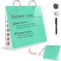 Desktop Glass Dry Erase & Acrylic Aesthetic Calendar Weekly to-do List Combo, Small Magnetic Standing Whiteboard, Desk Flip Easel Calendar with Accessories for Home Office Supply, Mint Green, 9 x 7''