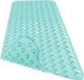 Extra Long Bathtub Mat Non Slip, Clear Green Soft Bath Mat for Tub 40 x 16 Inch Full Size, Bath Tub Shower Mats for Bathroom Floor, Big Suction Cups and Drain Holes, Easy Washable, BPA Free