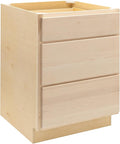 Quicklock RTA (Ready-to-Assemble) | Base Kitchen Cabinets - Shaker Style | Made in America (Raw Maple, 24" W x 34.5" H x 24" D 3 Drawer Pots and Pans)