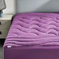 SLEEP ZONE Cooling Twin Mattress Topper for Single Bed, Premium Zoned Quilted Mattress Pad, Fitted Mattress Protector Cover, Machine Wash Durable, Deep Pocket 8-21 inch, Purple, Twin