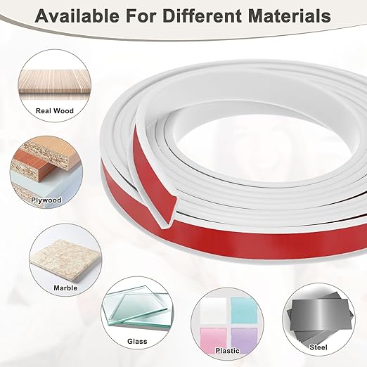 U-Shape Edge Banding, 0.78 Inch x 32.8 FT Self Adhesive Rubber Edge Trim Flexible TPE Corner Protector for Desk/Shelves/Furniture/Countertop/Table/Cabinet/Plywood [White]