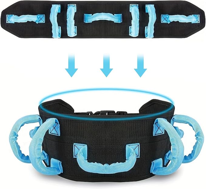 Transfer and Walking Gait Belt, Rehabilitation Assistive Device Safety Gait Belt with 7 Handles, Stroke Patients Standing Walking Recovery Training Belt