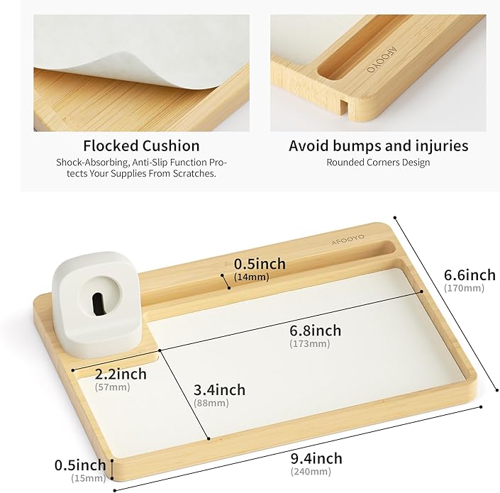 Wooden Watch Band Organizer - Charger Stand Compatible with All Apple Watch Series and Watch Bands Display Watch Storage Case Tray with Acrylic Top Lid(Bamboo)