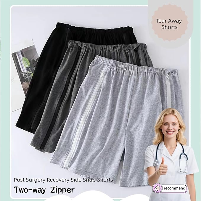Bedridden Patient Clothing,Full Open Patients Care Trousers,Unisex Fracture Pants,Disability Clothes with Zippers,Suit for Fracture,Disable,Elderly(Dark Grey,L)