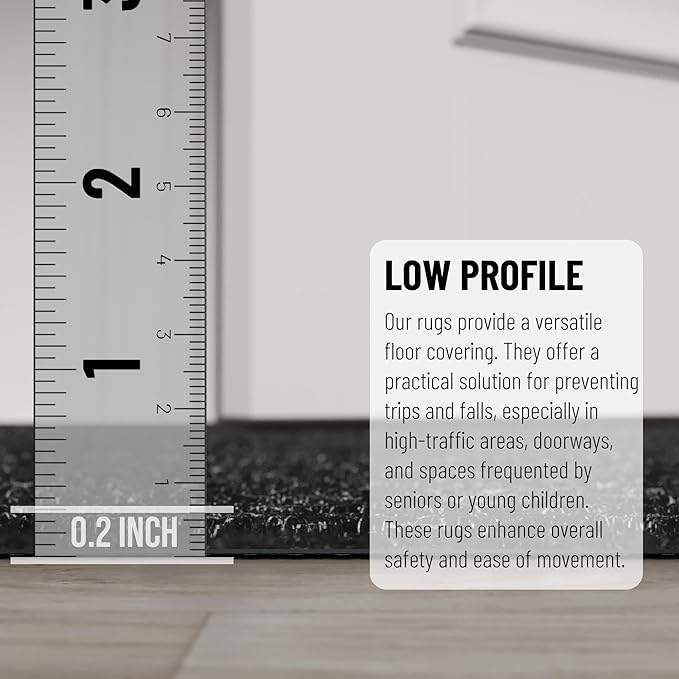 Ottomanson 2'7" x 23' Hallway Runner with Scraper Pile - Extra Durable Non-Slip Rug Mat for Indoor & Outdoor Use - Ideal for Kitchen, Entryway & Garage - High-Traffic Carpet, Black