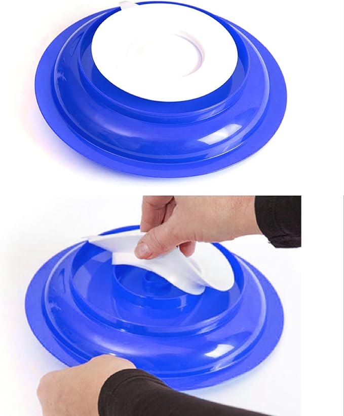 pekokavo 9" Anti-Spill Suction Bowl for Seniors, Non-Slip No Tip Adaptive Feeding Bowl for Elderly, Disabled Adults, or Parkinson's, Pack of 2 (Blue Plates)