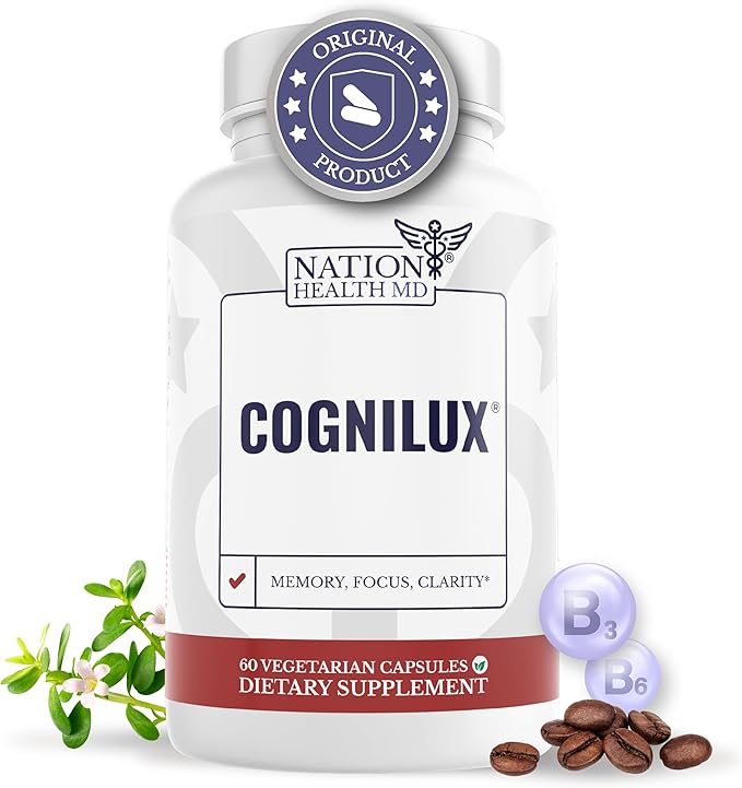 Cognilux - Brain Supplements for Memory and Focus - Nootropic Focus Supplement with Niacin, Vitamin B6, GABA and More - Memory Supplement for Brain, Brain Health