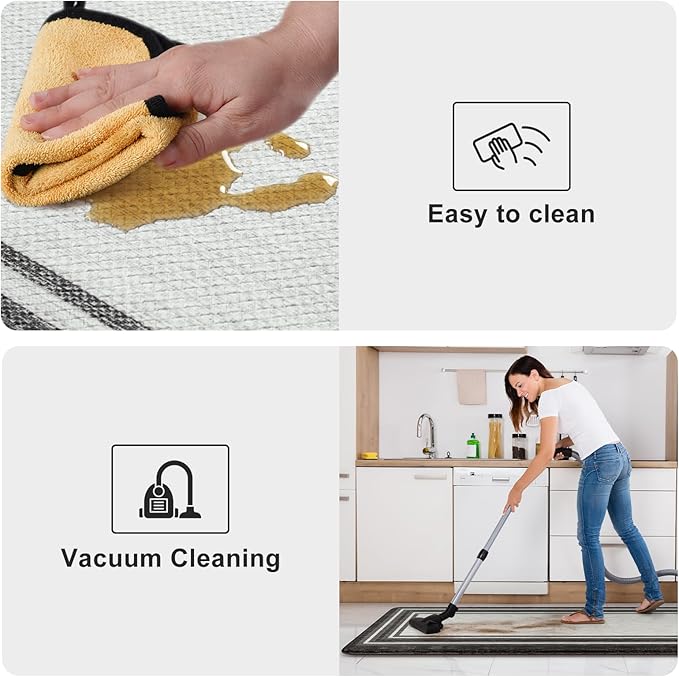 KIMODE Kitchen Rugs Cushioned Anti Fatigue Kitchen Mat Non-Skid Waterproof Kitchen Runner Rug Ergonomic Comfort Foam Standing Mat for Kitchen Decor,Floors,Office,Laundry,Black