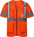 A-SAFETY Reflective Mesh Vest Class 3,with Pockets and Zipper