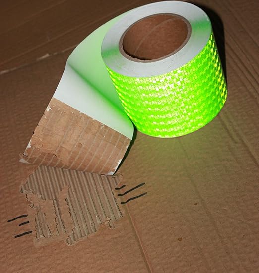 Green Reflective Tape 4 inch Wide, Outdoor Waterproof Hazard Conspicuity Warning Industrial Marking Tape (66 feet)
