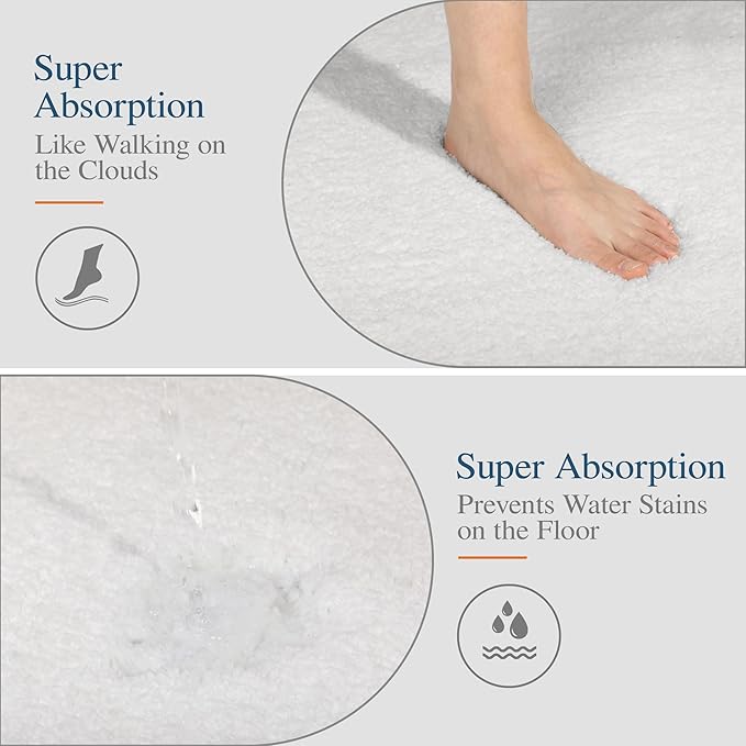 Walensee Large Bathroom Rug (24 x 72, Ivory) Extra Soft and Absorbent Shaggy Bath Mat Machine Washable Non Slip Bath Mat, Luxury Bathroom Floor Mat