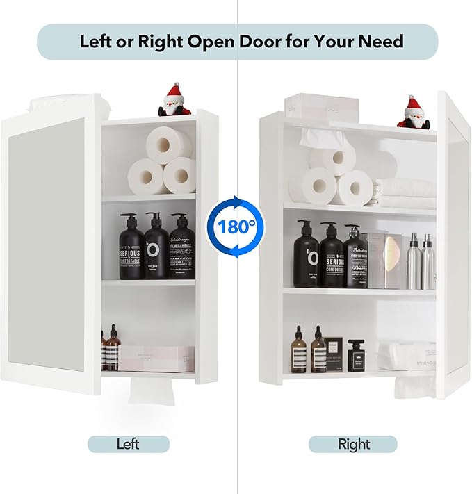 Bathroom Mirror Cabinet - Large Single Door 24x30 inchs Wall Cabinet Bathroom Vanity Mirror Cabinet with Facial Tissues Slot and Multifunctional Storage Area