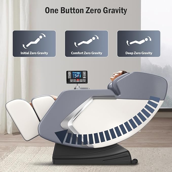 Zero Gravity Shiatsu Massage Chair Full Body Deep Tissue - Lumbar/Calf Heat, 8 Back Rollers, Extendable Footrest - Relieve Back Pain for Office Workers/Athletes/Seniors, Quiet ≤50dB