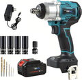 NEWONE 20v Brushless Crodless Impact Wrench, 370 Ft-lbs (500N.m) Impact Gun 1/2 inch with 1pcs 4.0AH Battery,6pcs Drill/Driver Bits,4 Sockets,Charger