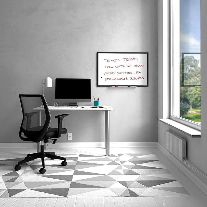 TRU RED Steel Magnetic Whiteboard | Dry Erase Board for Wall, White Board with Black Aluminum Frame, 3 ft x 2 ft