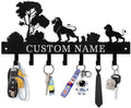 Personalized Key Holder Wall Mount, Black Metal Key Hanger Adhesive Key Rack Organizer with Lion Design, Key Hooks Wall Decorative for Living Room, Entryway, Doorway, Hallway, Garage
