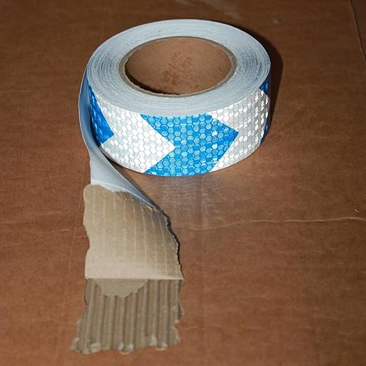 Reflective Tape Blue and White 2 inch X 66 feet X 10 Rolls, Outdoor Waterproof Hazard Conspicuity Warning Marking Tape