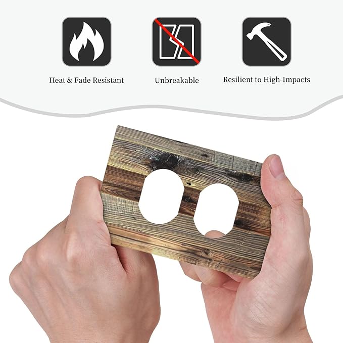 Barn Brown Wood Rustic Weathered Wood Print Outlet Covers 1 Gang Duplex Light Switch Cover Decorative Switch Plates Electrical Receptacle Faceplate Wall Plate for Farmhouse Home Decor