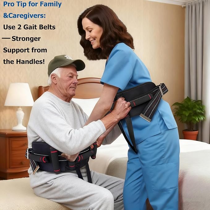 Aliseniors Gait Belt Transfer Belt, Gait Belt with 7 Handles - Quick Release Buckle & Leg Straps, Gait Belts for Seniors, Medical Nursing Patient Safety Belt Lift Strap for Physical Therapy